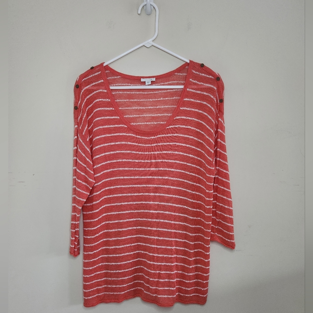 Women's J Jill Striped Linen Blend Sweater Sz Medium